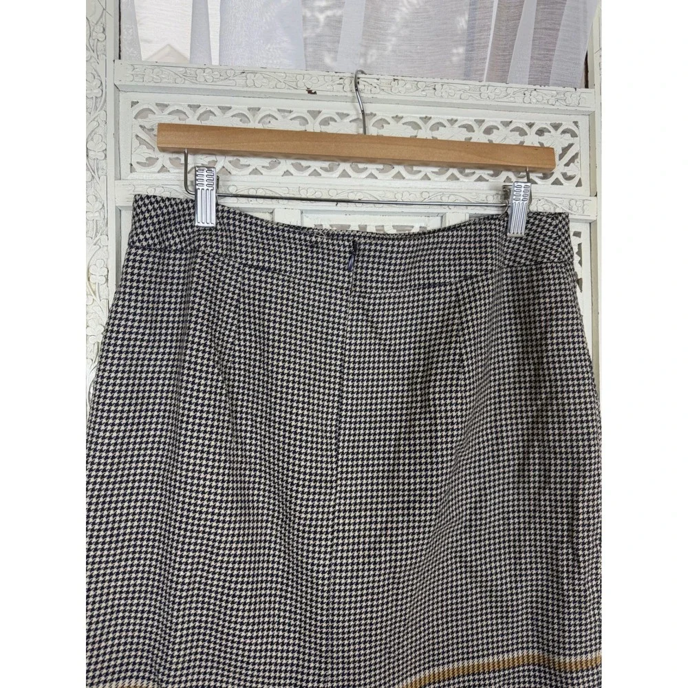Vtg Pendleton Wool‎ Houndstooth Pencil Skirt Sz 10 Preppy Academia Career Luxury